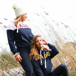 Outlet - Sweat hoodie à capuche blanc / marine Enfant Pulls Et Gilets|Pulls Et Gilets