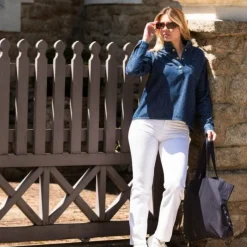 Polos Et Chemises*Harcour - Blouse manches longues femme Blissy jean Bleu