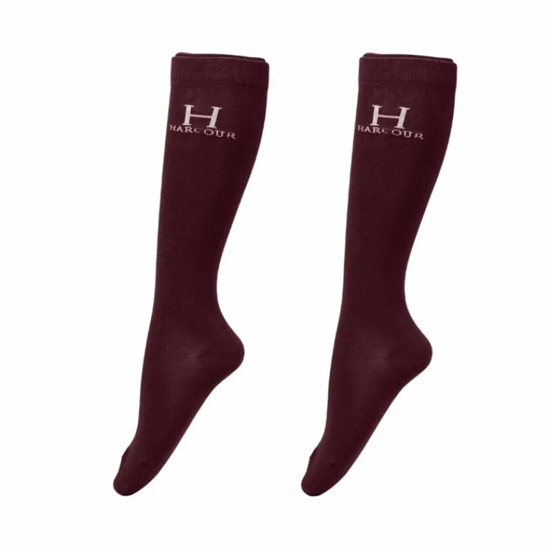 Chaussettes D'Équitation*Harcour - Chaussettes d'équitation Badminton aubergine Bordeaux