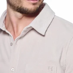 Clearance - Chemise manches longues en velours homme Shavi ivoire Polos Et Chemises|Polos Et Chemises