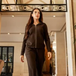 Hot - Jogging en maille femme Andrea cacao Joggings