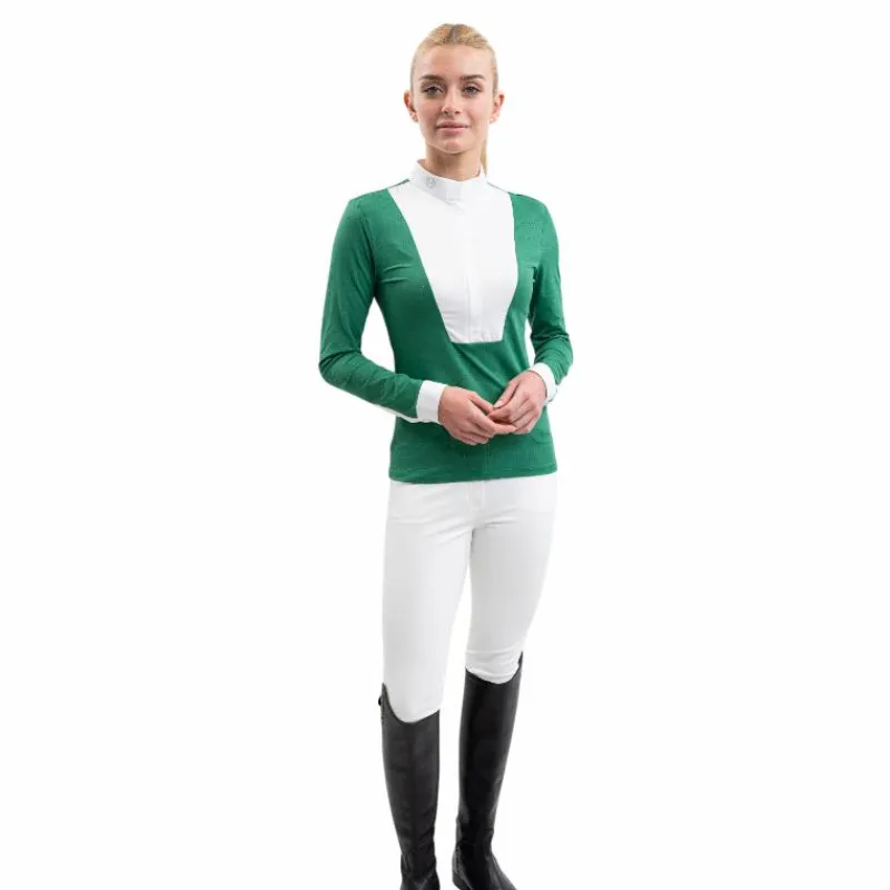 Polos Et Chemises*Harcour - Polo de concours manches courtes femme Prague emerald green Vert