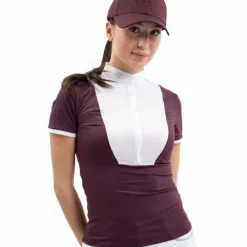 Polos Et Chemises*Harcour - Polo de concours manches courtes femme Shine aubergine Bordeaux