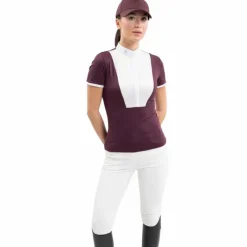 Polos Et Chemises*Harcour - Polo de concours manches courtes femme Shine aubergine Bordeaux