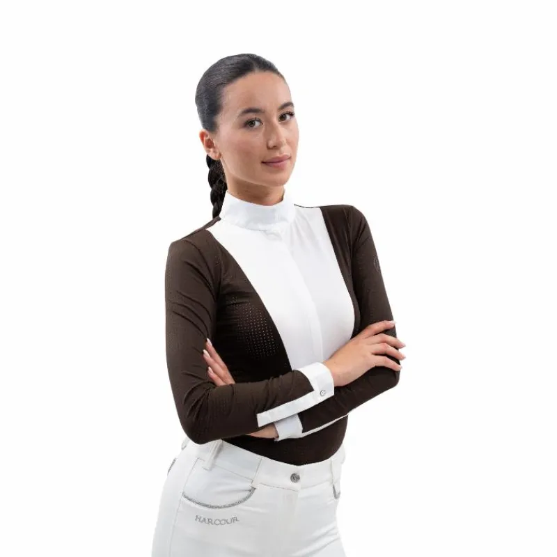 Hot - Polo de concours manches longues femme Stella cacao Polos Et Chemises