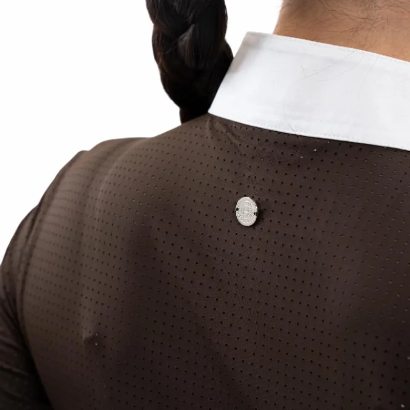 Hot - Polo de concours manches longues femme Stella cacao Polos Et Chemises