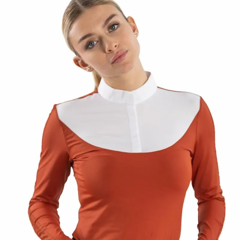 Polos Et Chemises*Harcour - Polo de concours manches longues femme Pannie terracotta Orange