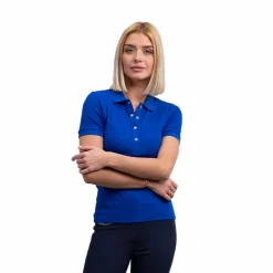 Polos Et Chemises*Harcour - Polo manches courtes femme Poly électrique Bleu