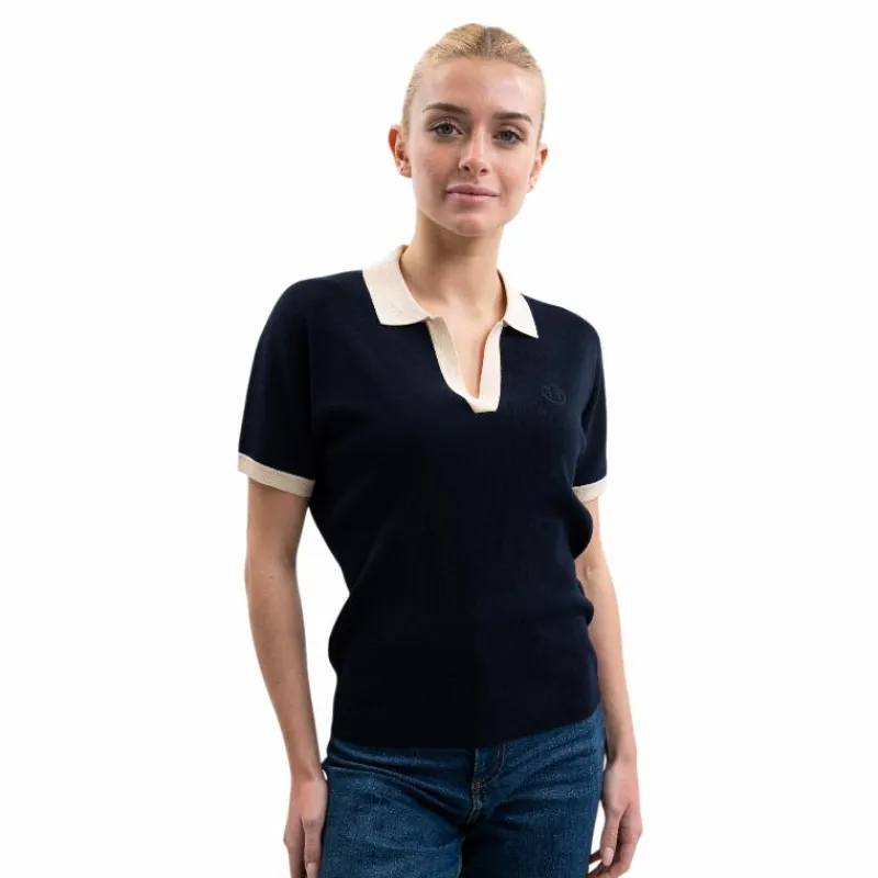 Polos Et Chemises*Harcour - Polo manches courtes femme Peach Marine