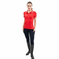 Polos Et Chemises*Harcour - Polo manches courtes femme Swiss Equestrian Friends Douve Rouge