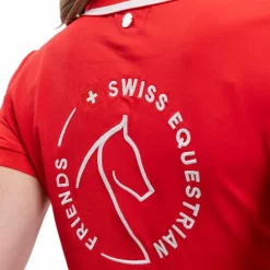 Polos Et Chemises*Harcour - Polo manches courtes femme Swiss Equestrian Friends Douve Rouge