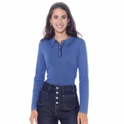 Polos Et Chemises*Harcour - Polo manches longues femme Popi steel blue Bleu