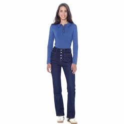 Polos Et Chemises*Harcour - Polo manches longues femme Popi steel blue Bleu