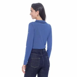 Polos Et Chemises*Harcour - Polo manches longues femme Popi steel blue Bleu