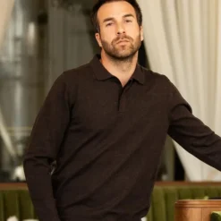 Clearance - Polo manches longues homme Ange cacao Polos Et Chemises|Polos Et Chemises