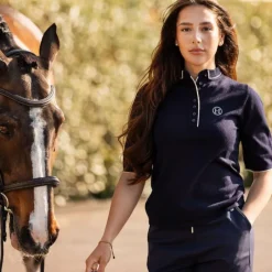 Polos Et Chemises*Harcour - Polo manches mi-longues femme Amande Marine