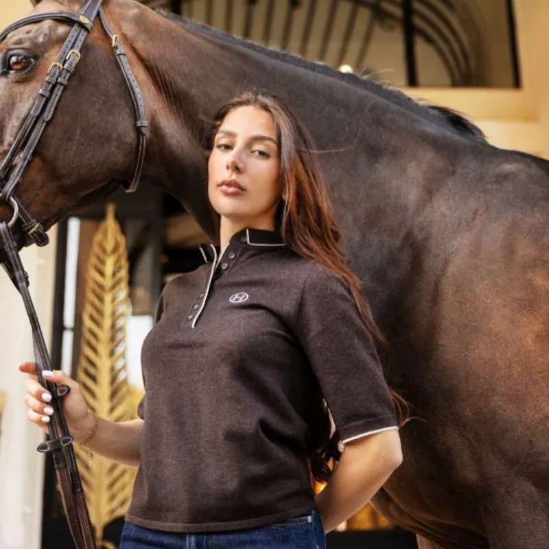 Online - Polo manches mi-longues femme Amande cacao Polos Et Chemises