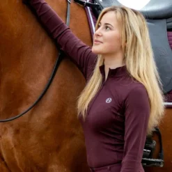Clearance - Polo technique manches longues femme Tess aubergine Polos Et Chemises