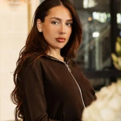 Pulls Et Gilets*Harcour - Sweat manches longues zippé femme Amelie cacao Marron