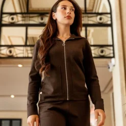 Pulls Et Gilets*Harcour - Sweat manches longues zippé femme Amelie cacao Marron