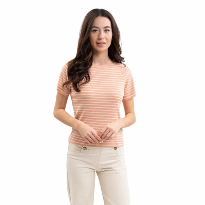 T-Shirts Et Baselayers*Harcour - T-shirt manches courtes femme Tzimi abricot/ lin Orange