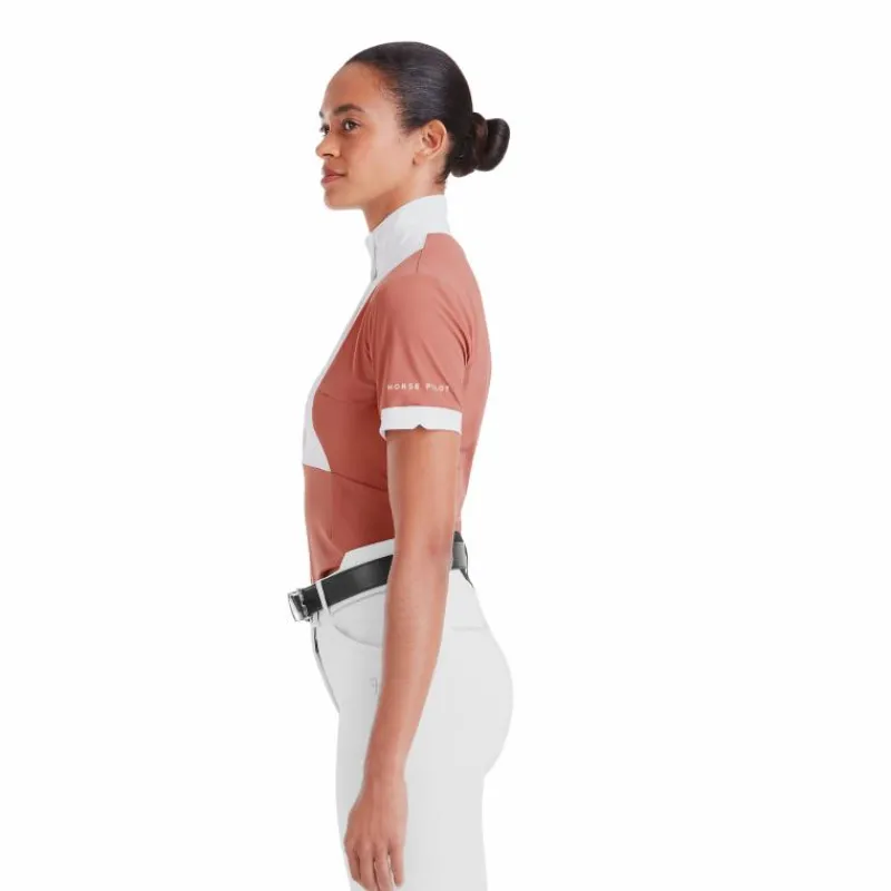 Polos Et Chemises*Horse Pilot - Chemise de concours manches courtes femme Monica brick dust Orange