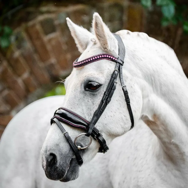 Bridons*Horseware - Bridon Diamante Pony Flash / rose Noir