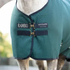 Couvertures Et Chemises*Horseware - Chemise séchante Rambo Techni Waffle dynasty green/ marine/ argent Vert