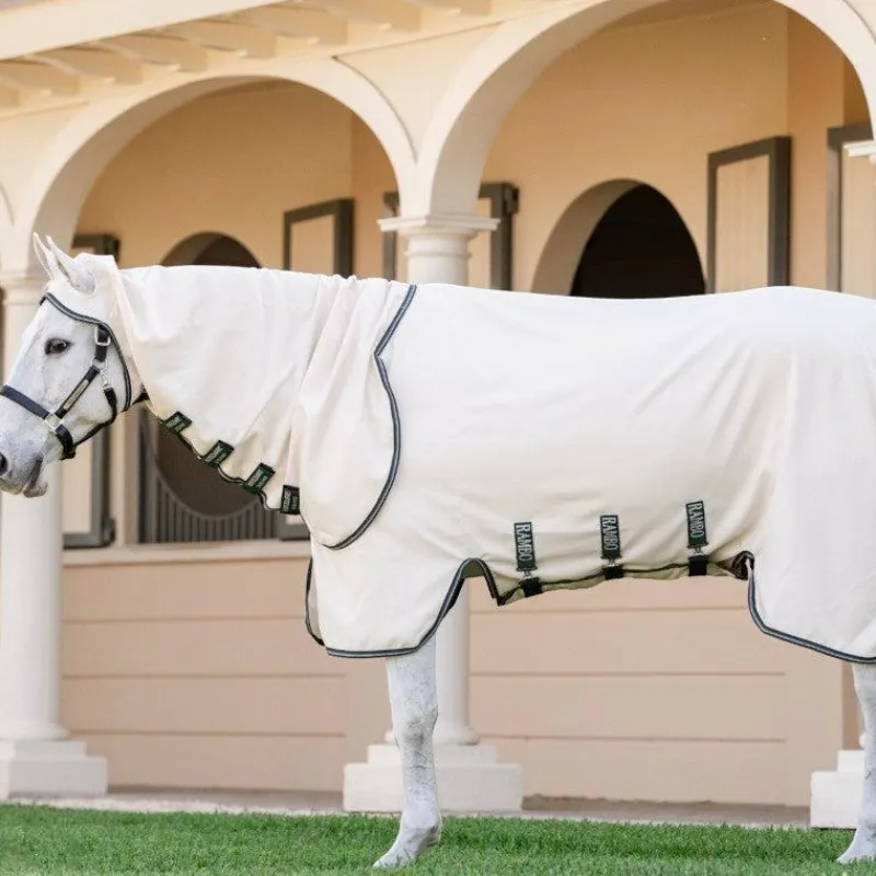 Online - Couverture anti-mouches Rambo Hoody XL chalk/ hunter green/ argent Couvertures Et Chemises