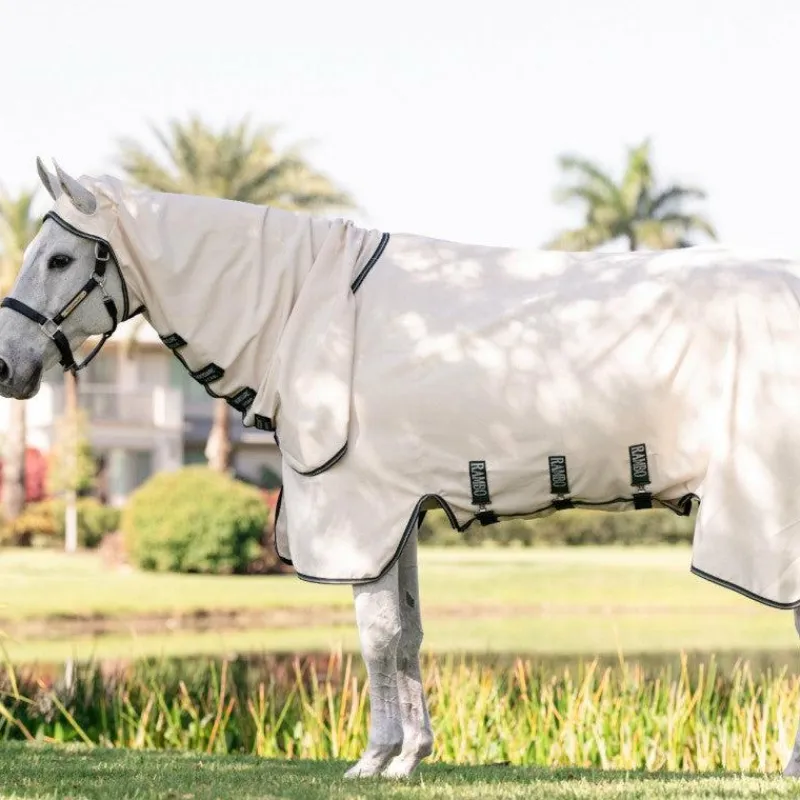 Online - Couverture anti-mouches Rambo Hoody XL chalk/ hunter green/ argent Couvertures Et Chemises