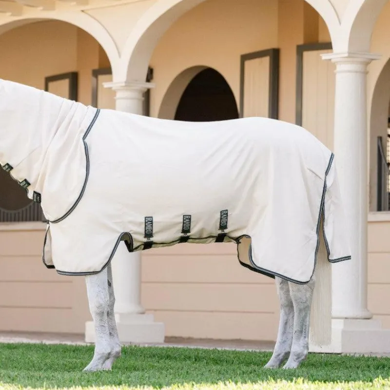 Online - Couverture anti-mouches Rambo Hoody XL chalk/ hunter green/ argent Couvertures Et Chemises