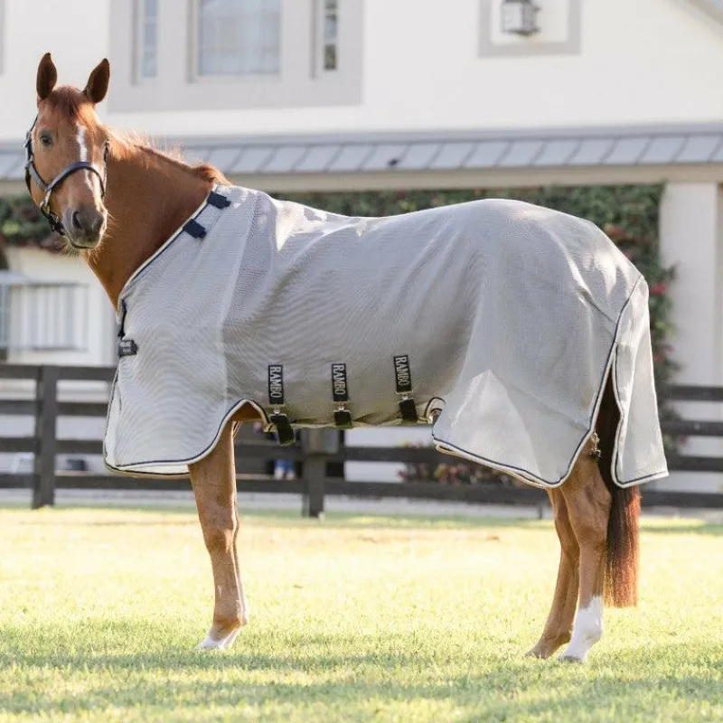 Best - Couverture anti-mouches Rambo Protector Fieldsafe argent/ marine/ blanc/ beige Couvertures Et Chemises