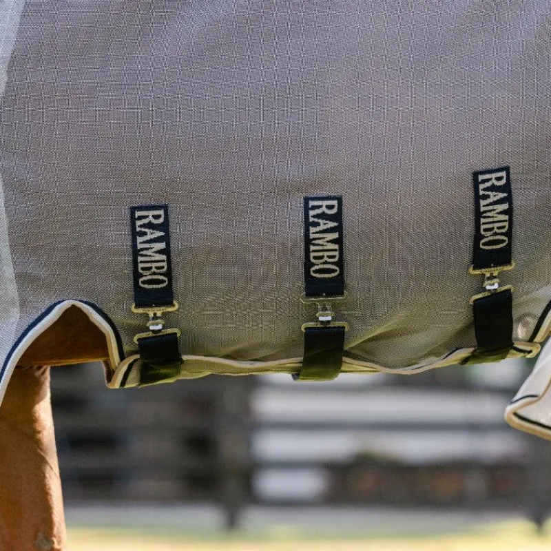 Best - Couverture anti-mouches Rambo Protector Fieldsafe argent/ marine/ blanc/ beige Couvertures Et Chemises