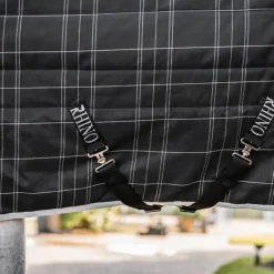 Sale - Couverture de box Rhino Stable VL / gris/ blanc à carreaux/ gris 250g Couvertures Et Chemises