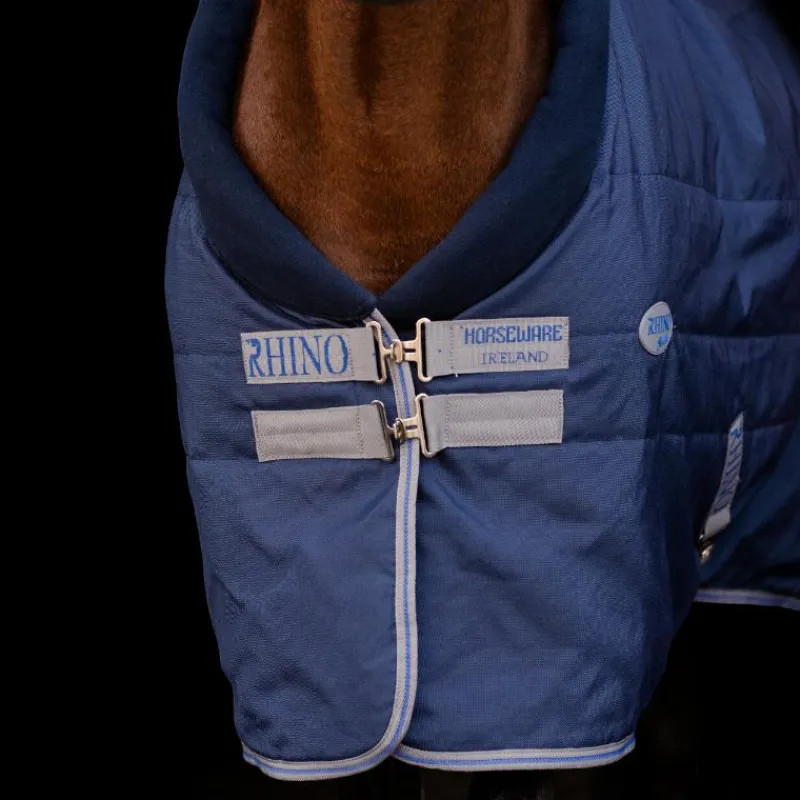 Online - Couverture de box Rhino Stable VL / titanium grey/ classic blue 250g Couvertures Et Chemises