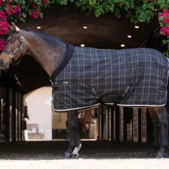 Couvertures Poneys|Couvertures Et Chemises*Horseware - Couverture de box Rhino Pony Stable / gris/ blanc à carreaux/ gris 100g Noir