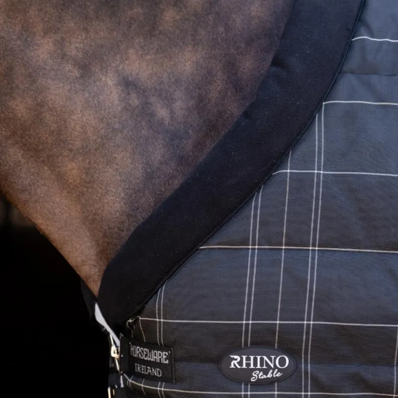 Couvertures Poneys|Couvertures Et Chemises*Horseware - Couverture de box Rhino Pony Stable / gris/ blanc à carreaux/ gris 100g Noir