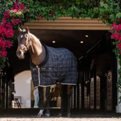 Couvertures Poneys|Couvertures Et Chemises*Horseware - Couverture de box Rhino Pony Stable / gris/ blanc à carreaux/ gris 100g Noir