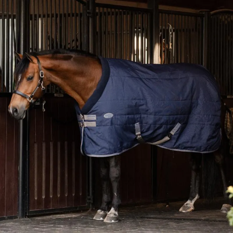 Couvertures Et Chemises*Horseware - Couverture de box Rhino Stable VL / titanium grey/ classic blue 350g Marine
