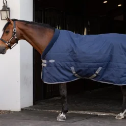 Couvertures Et Chemises*Horseware - Couverture de box Rhino Stable VL / titanium grey/ classic blue 350g Marine