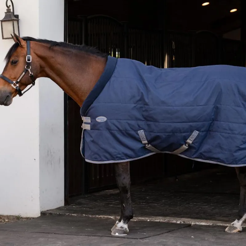 Couvertures Et Chemises*Horseware - Couverture de box Rhino Stable VL / titanium grey/ classic blue 350g Marine