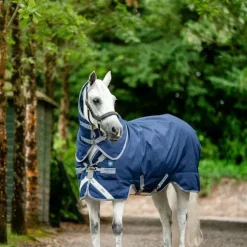 Couvertures Et Chemises*Horseware - Couverture d'extérieur Rhino Pony Plus / titanium grey/ classic blue 250g Marine
