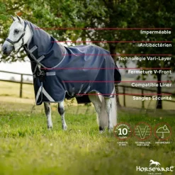 Outlet - Couverture d'extérieur Rambo Supreme Turnout Plus / thunderstorm grey/ silver 50g Couvertures Poneys|Couvertures Et Chemises