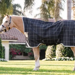 Couvertures Poneys|Couvertures Et Chemises*Horseware - Couverture d'extérieur Rhino Wug Pony Turnout VL / gris/ blanc à carreaux 250g Noir