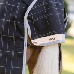 Couvertures Poneys|Couvertures Et Chemises*Horseware - Couverture d'extérieur Rhino Wug Pony Turnout VL / gris/ blanc à carreaux 250g Noir