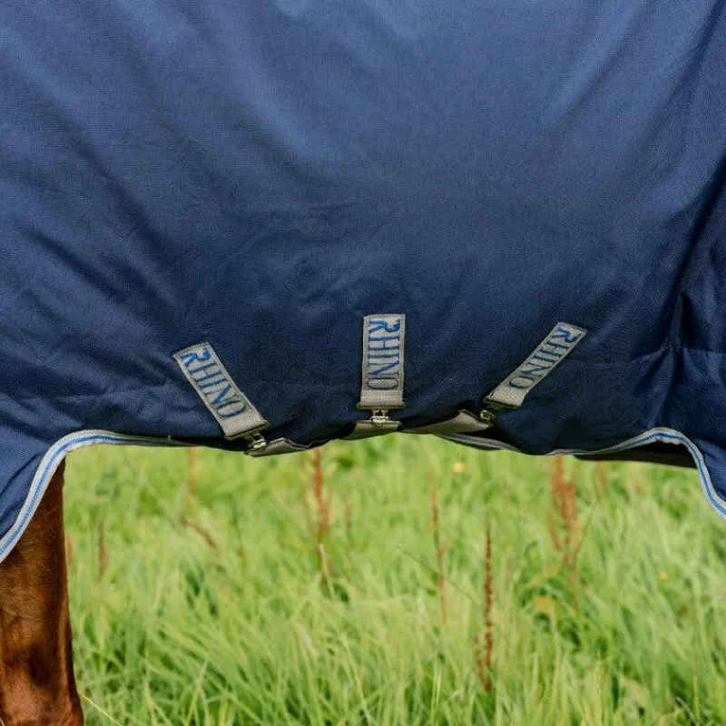 Sale - Couverture d'extérieur Rhino Plus Turnout / titanium grey/ classic blue 250g Couvertures Et Chemises