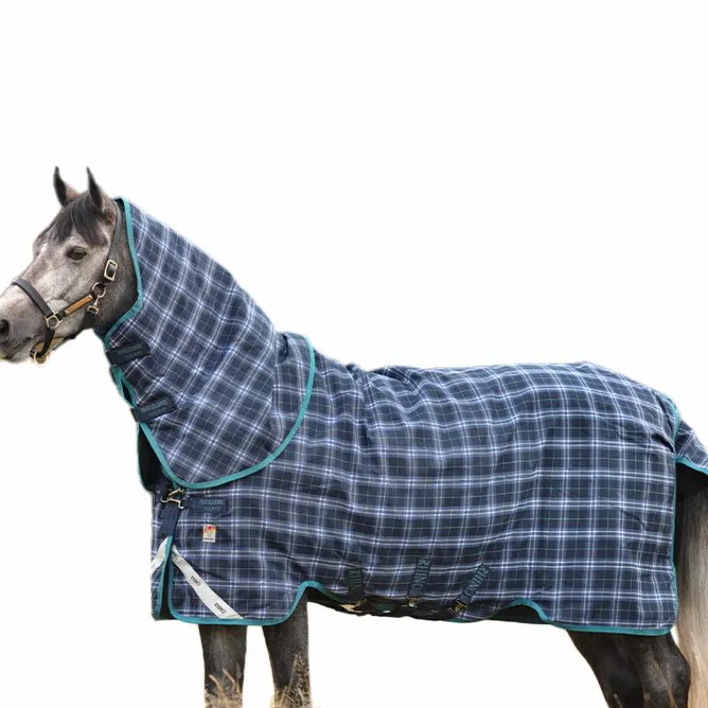 Couvertures Poneys|Couvertures Et Chemises*Horseware - Couverture d'extérieur Rhino plus Vari Layer avec couvre-cou à carreaux/ sarcelle 250g Marine