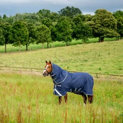 Couvertures Et Chemises*Horseware - Couverture d'extérieur Rhino Plus Turnout / titanium grey/ classic blue 100g Marine