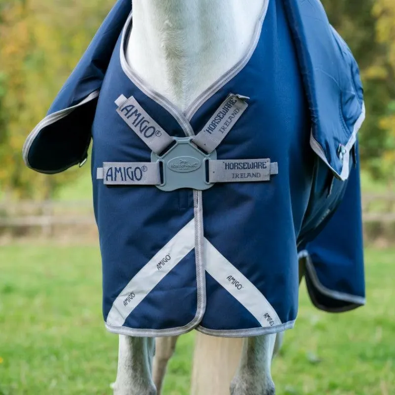 Couvertures Et Chemises*Horseware - Couverture d'extérieur Amigo FieldSafe Plus Turnout / titanium grey/ argent 250g Marine