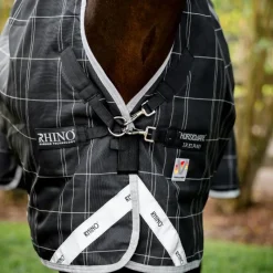 Best - Couverture d'extérieur Rhino Wug Turnout VL / gris/ blanc à carreaux 450g Couvertures Et Chemises